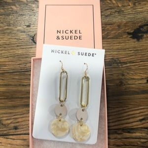 NWT and box Nickel and Suede Soft Sand Stevies earrings